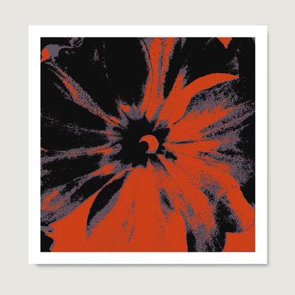 Black and red flower pop art art print on paper.