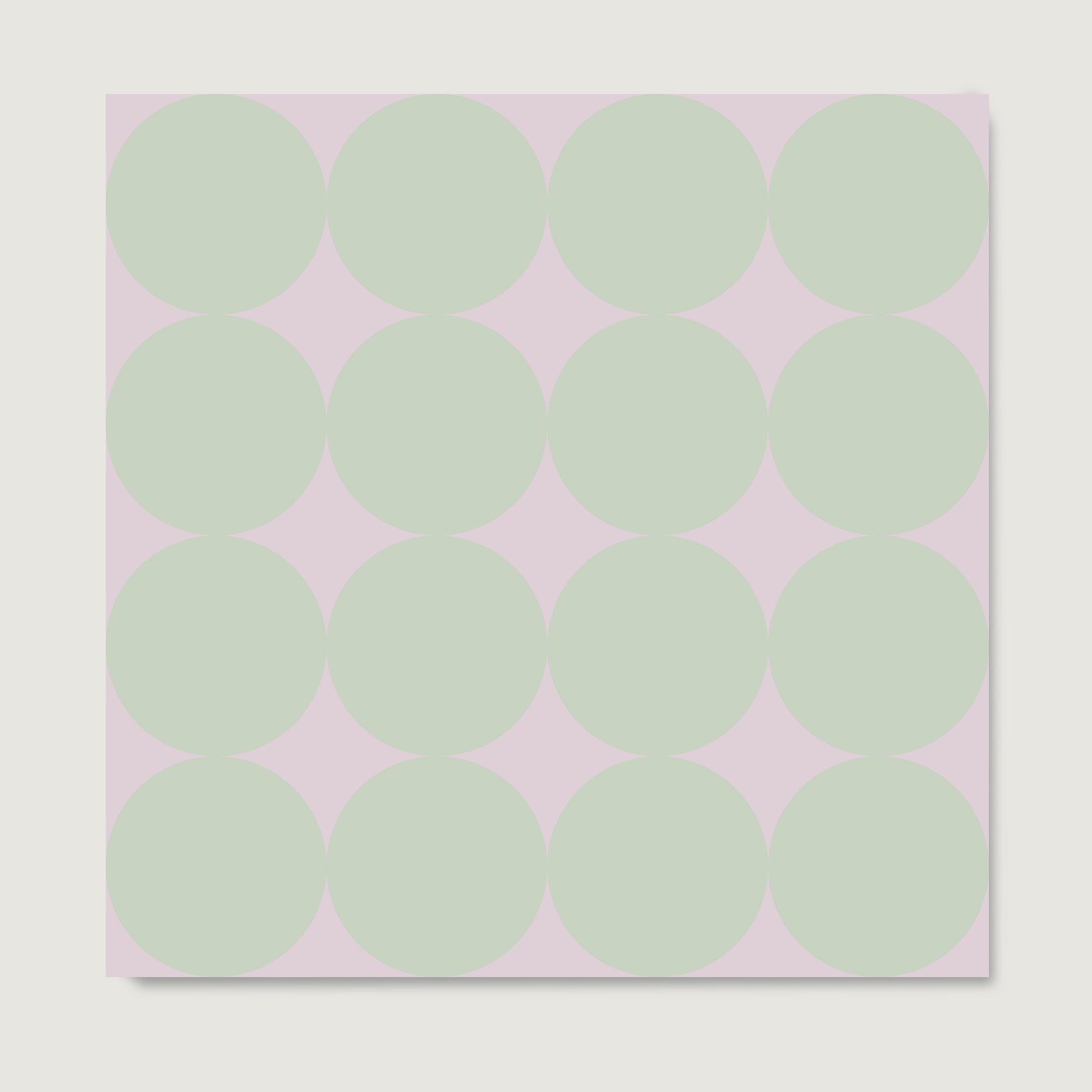 Green dots on a pink background, minimalist contemporary art print on paper.