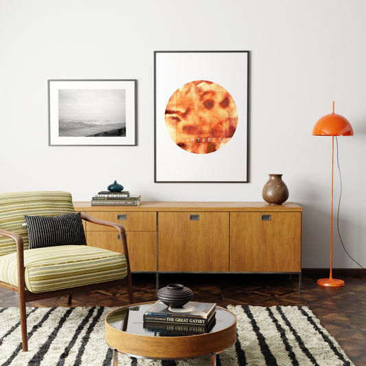 Star Antares minimalist graphic art print in an eclectic interior.