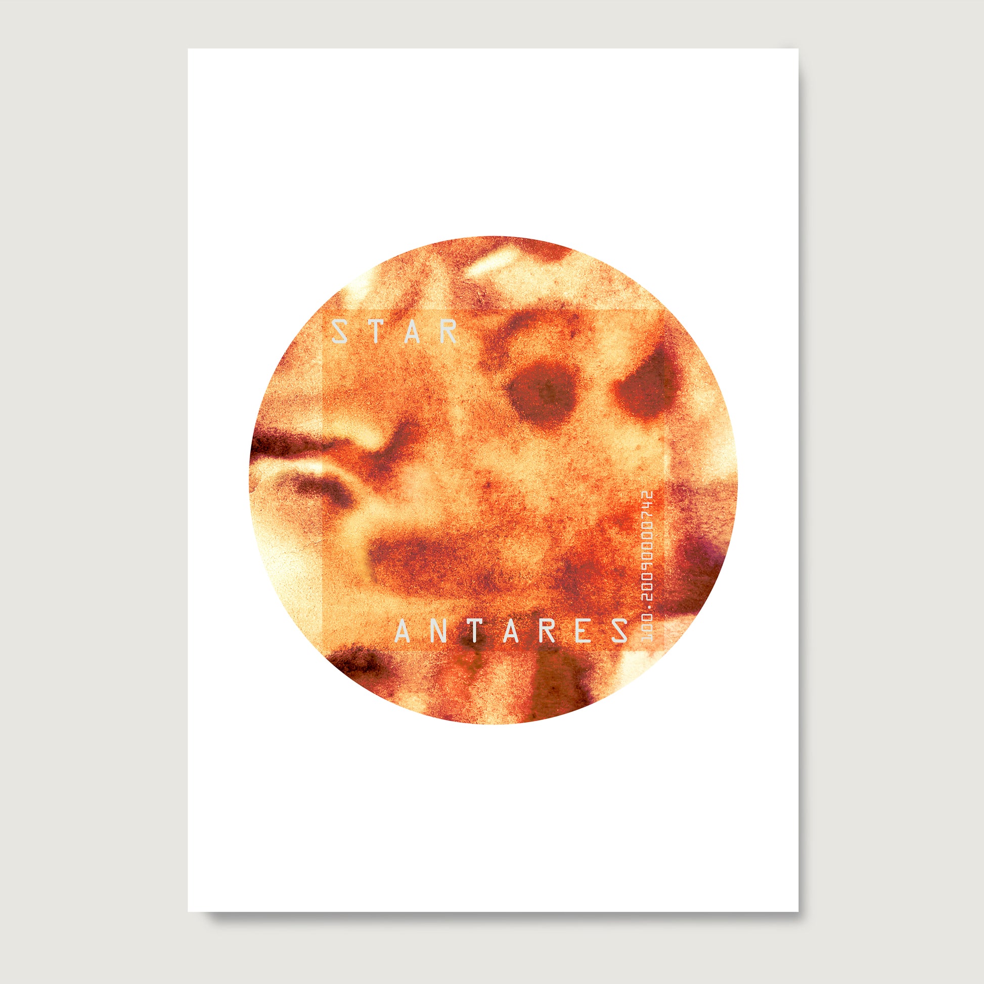 Star Antares minimalist graphic art print on paper.