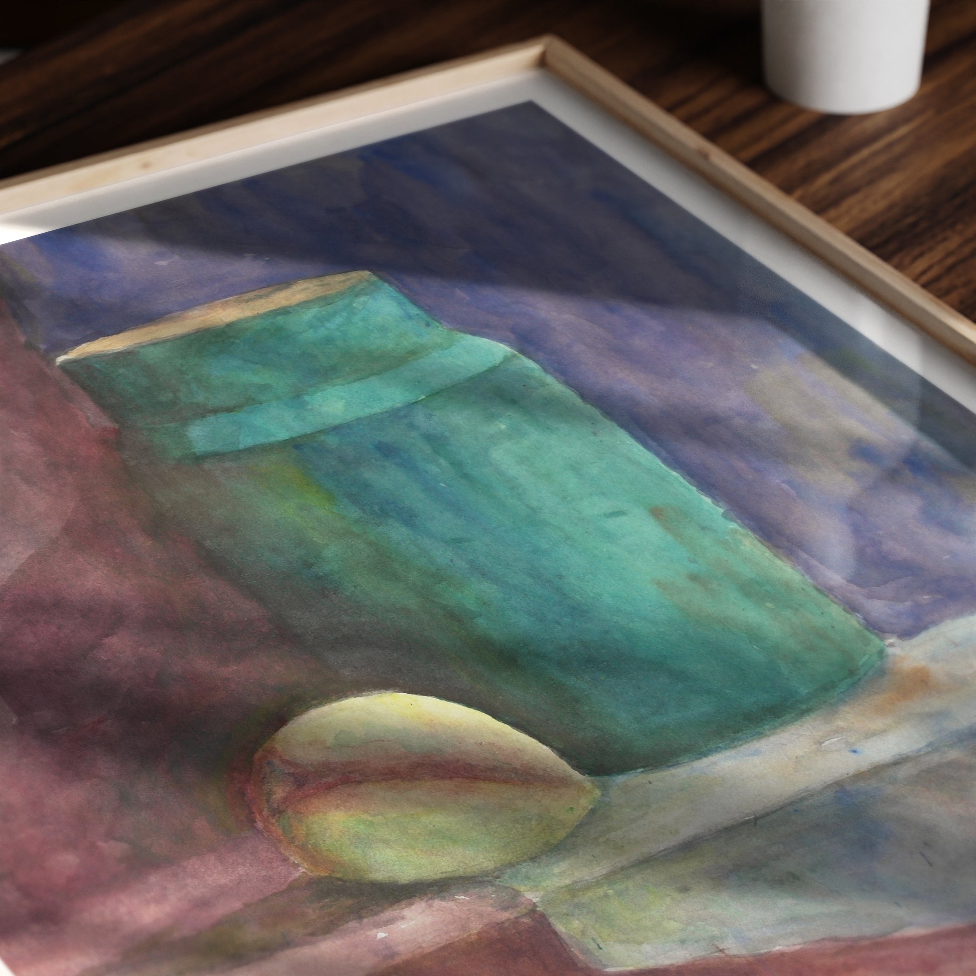 Detail of a watercolor still life study art print.