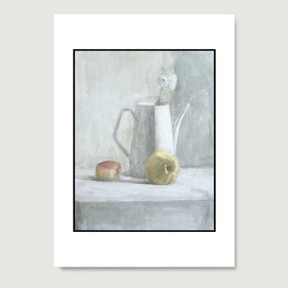 White still life watercolor study art print on paper.