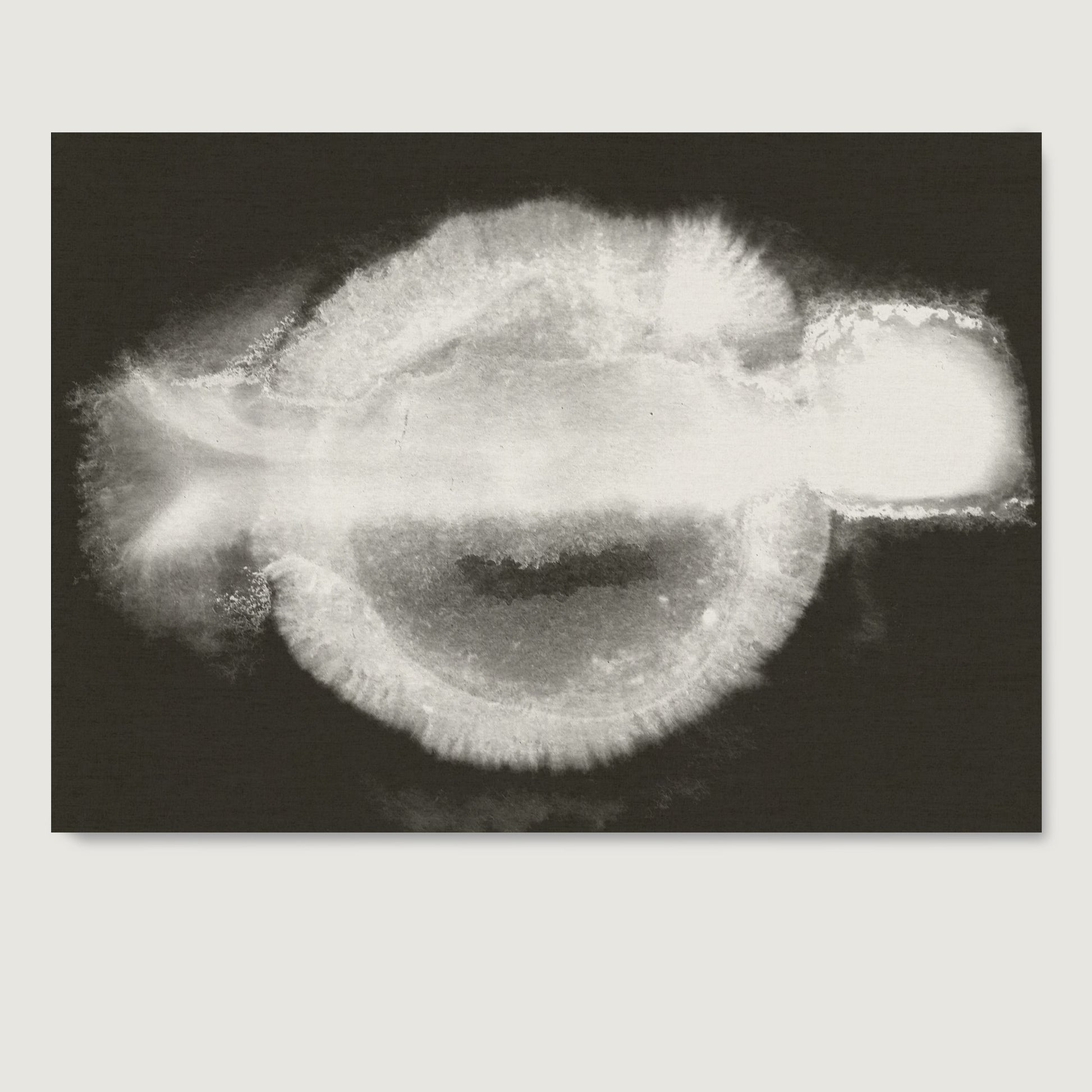 Abstract black and white art print on paper.