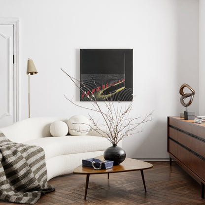 Laconic, artistic painting in a parisian  chic interior.