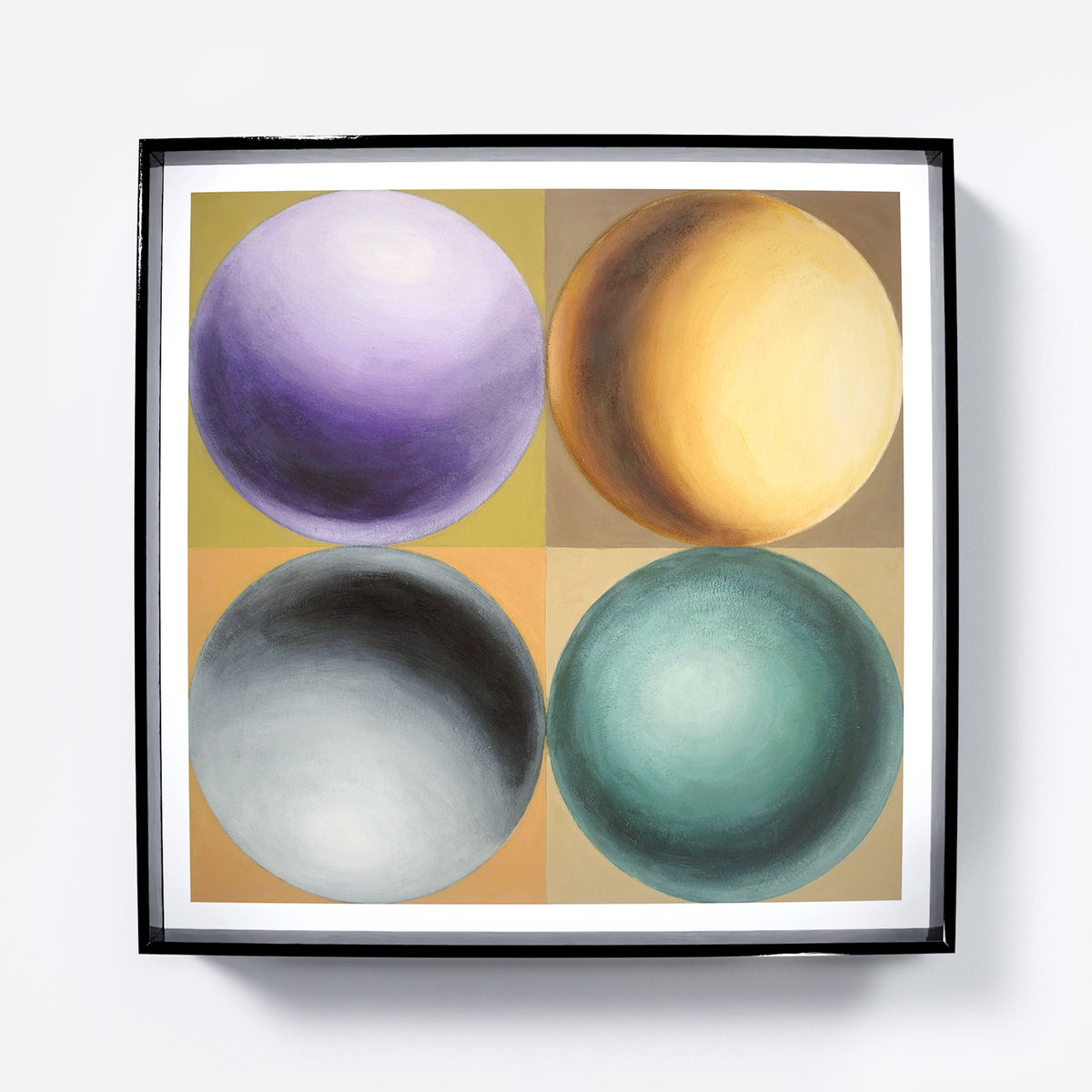 Colorful geometric art print with spheres.