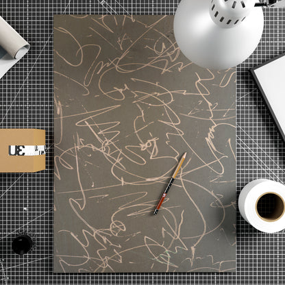 Monochrome abstract art print on paper.