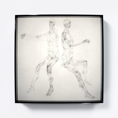Anatomy art print depicting the human body, with two seated figures.