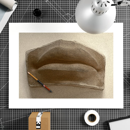 Michelangelo David's mouth, anatomy monochrome art print on paper.