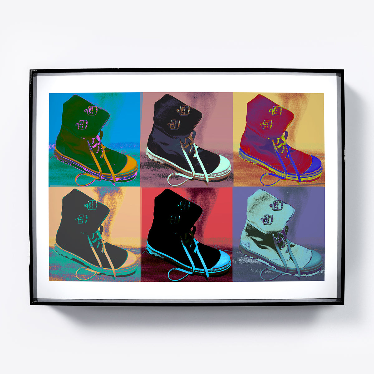 Colorful pop art art print with boots.