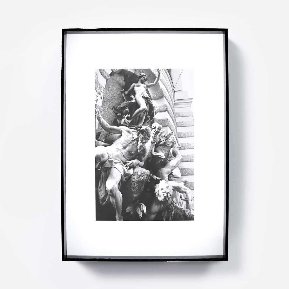 Baroque sculptures black and white photography art print.
