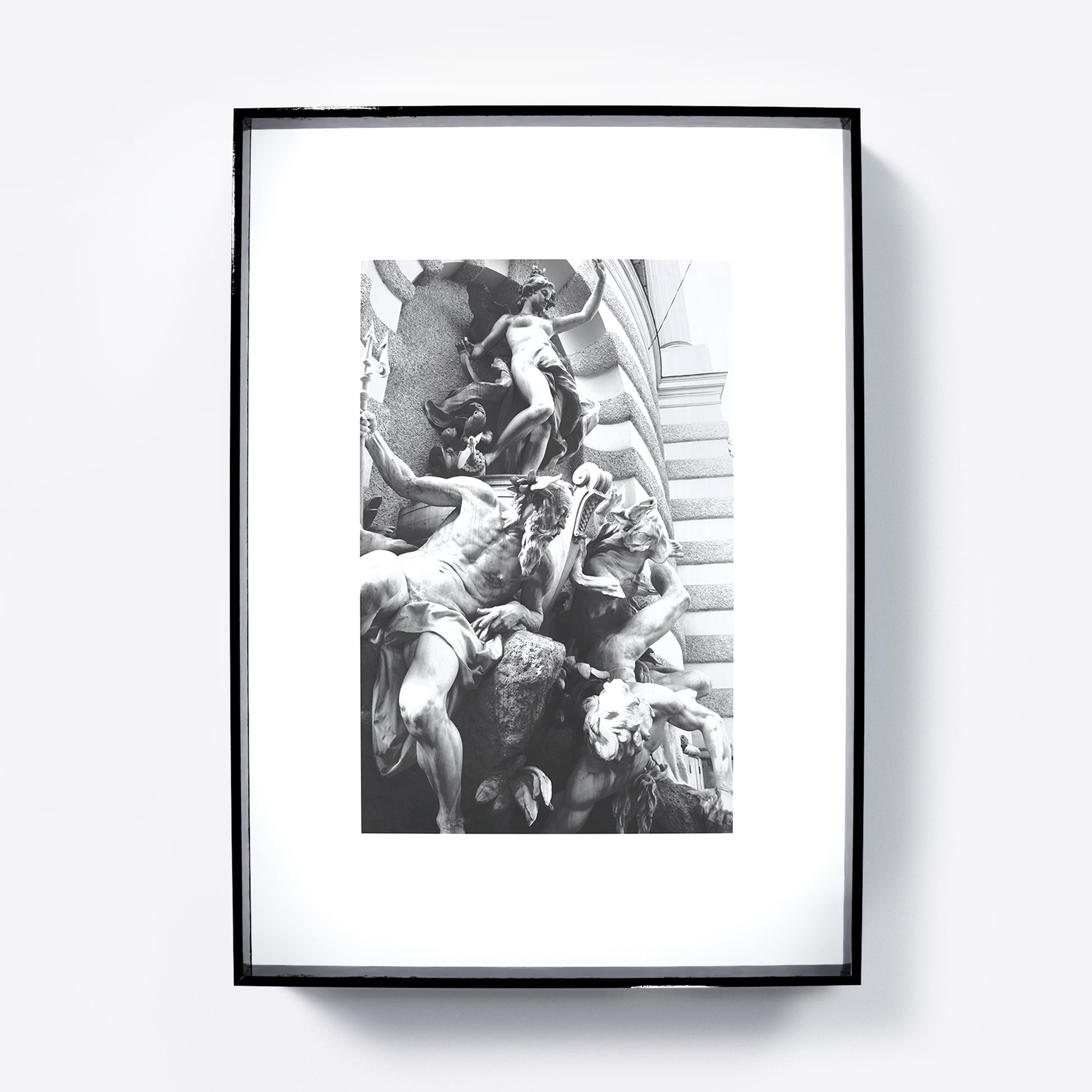 Baroque sculptures black and white photography art print.