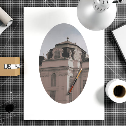 Architectural corner of a Vienna building, pastel colors photography art print on paper.