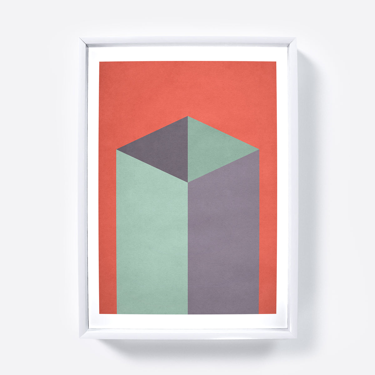 Red and green geometric graphic art print.