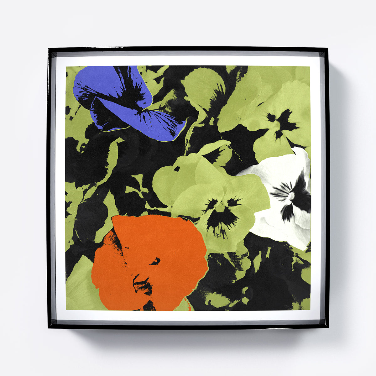 Pop art print with colorful flowers.