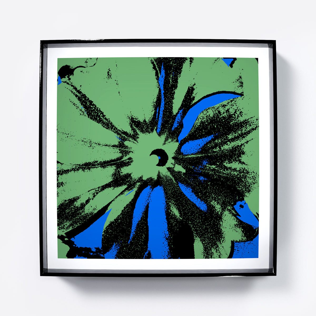 Blue and green flower pop art art print.