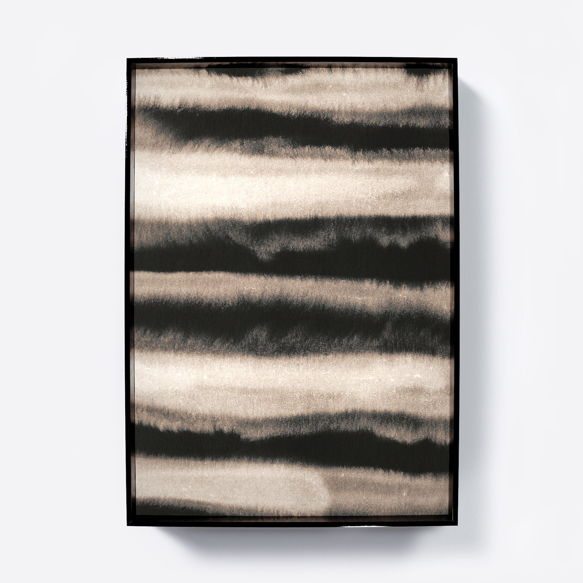 Monochrome watercolor abstract lines art print.
