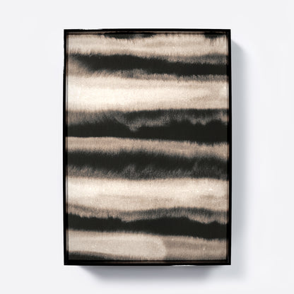 Monochrome watercolor abstract lines art print.