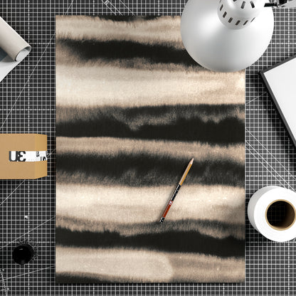 Monochrome watercolor abstract lines art print on paper.