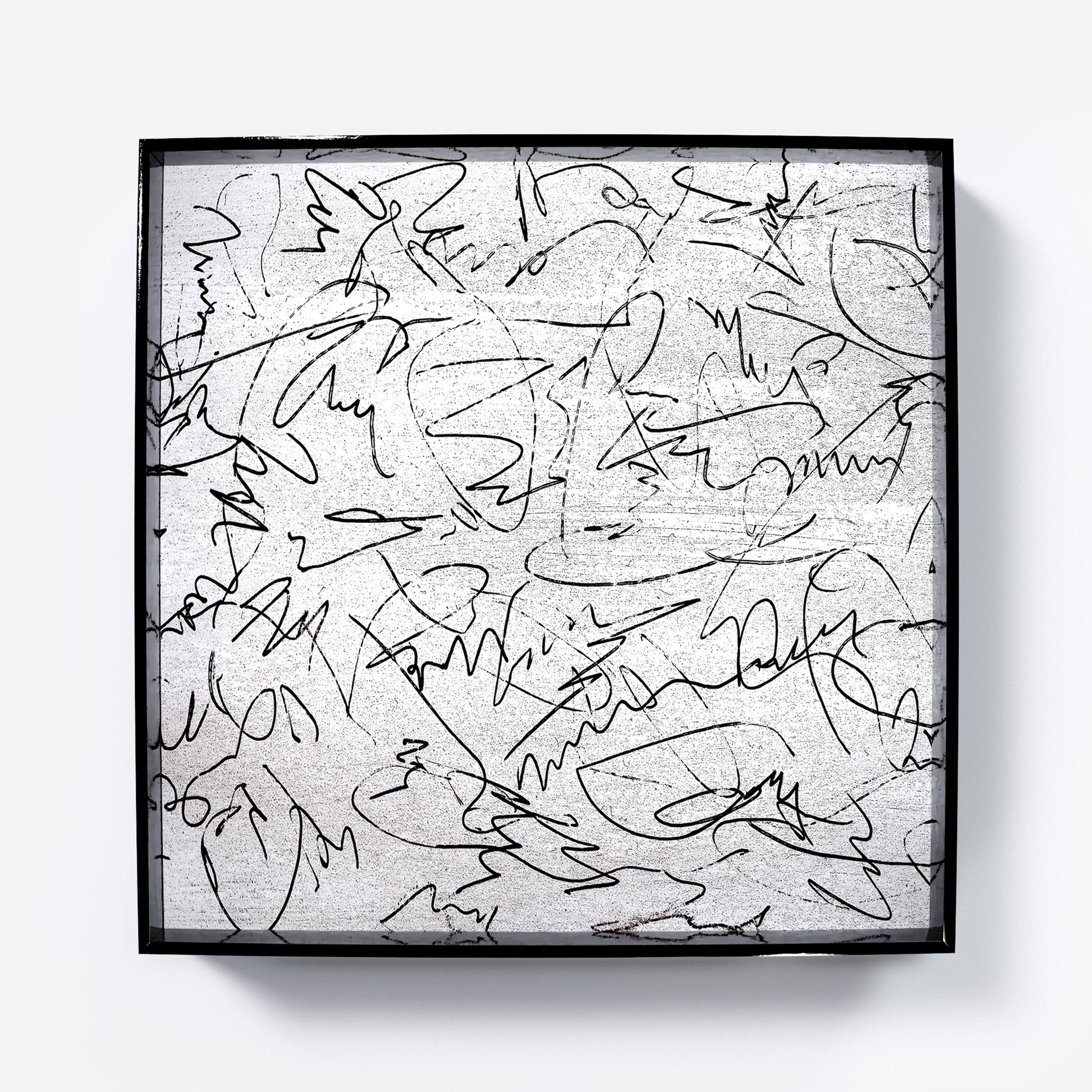 Black and white, abstract lines, contemporary art print.