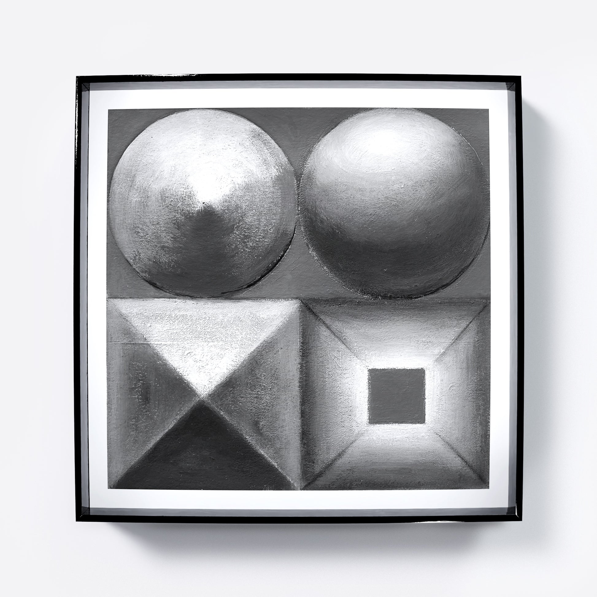 Black and white abstract geometric art print.