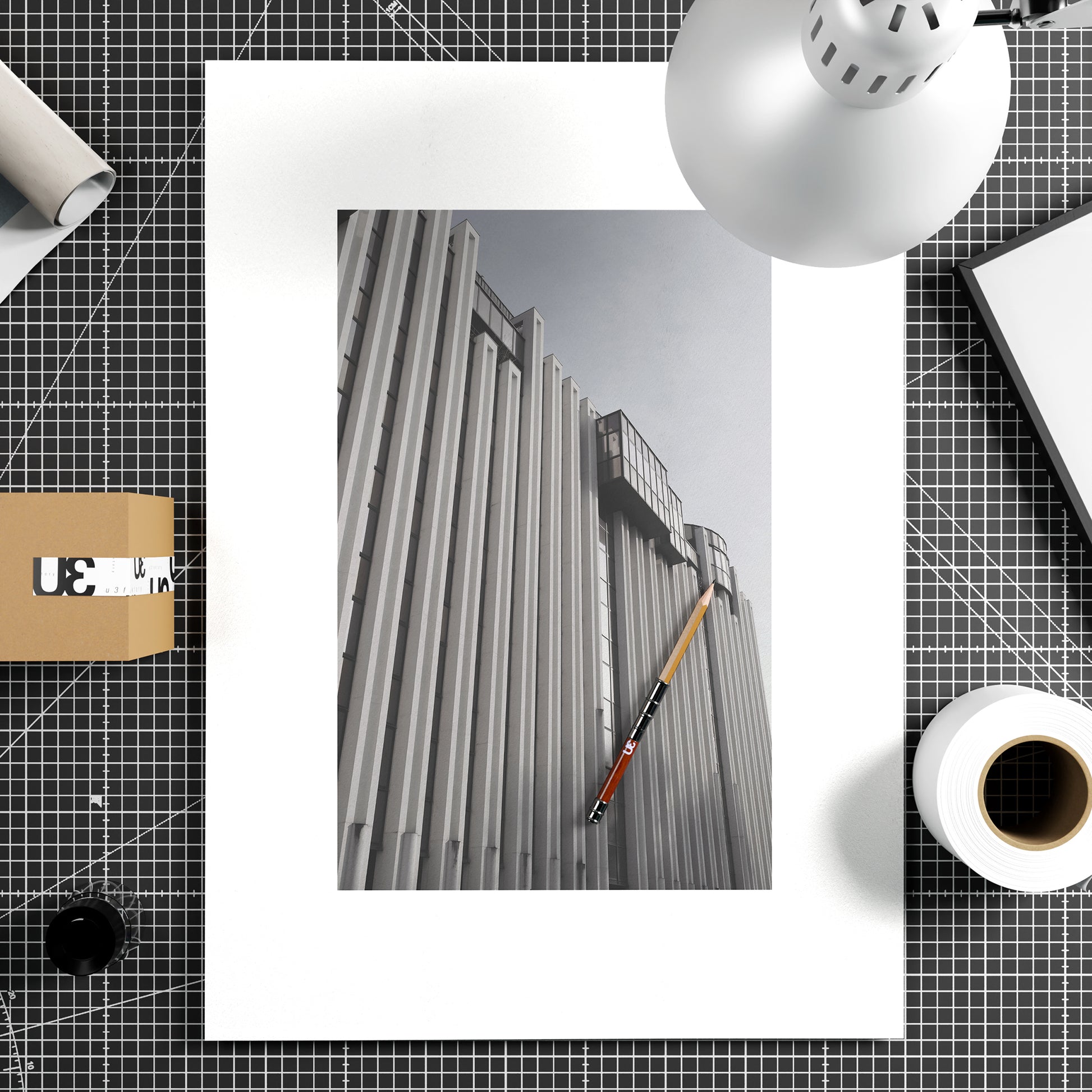 Brutalist, monumental architecture, photography art print on paper.