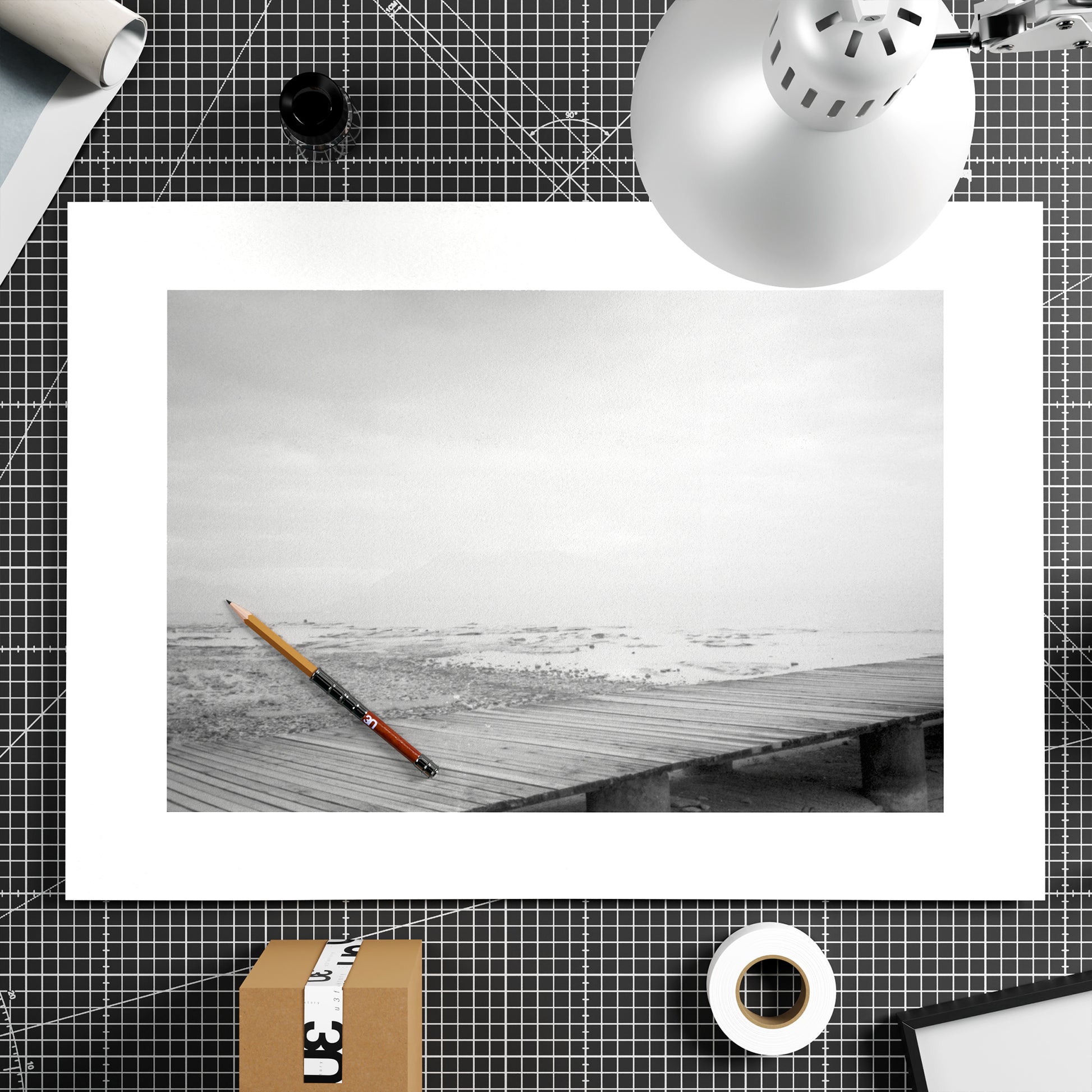 Moody Lake Garda black and white photography art print on paper.