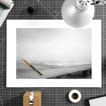 Moody Lake Garda black and white photography art print on paper.