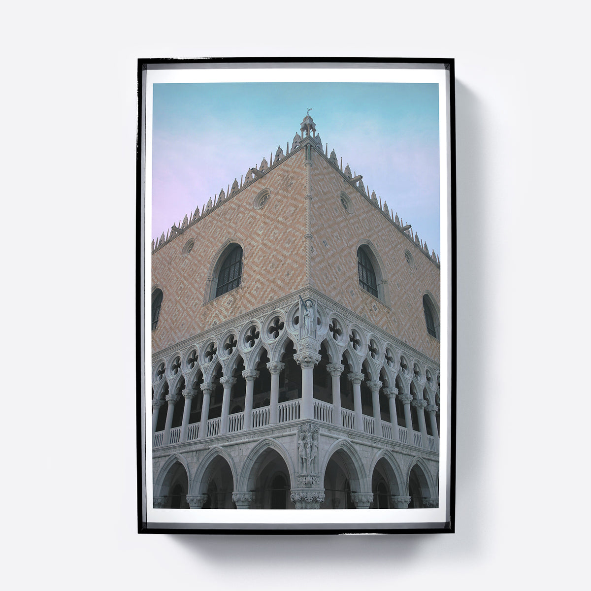 Architectural rich corner of an old Venetian building, pastel colors photography art print.