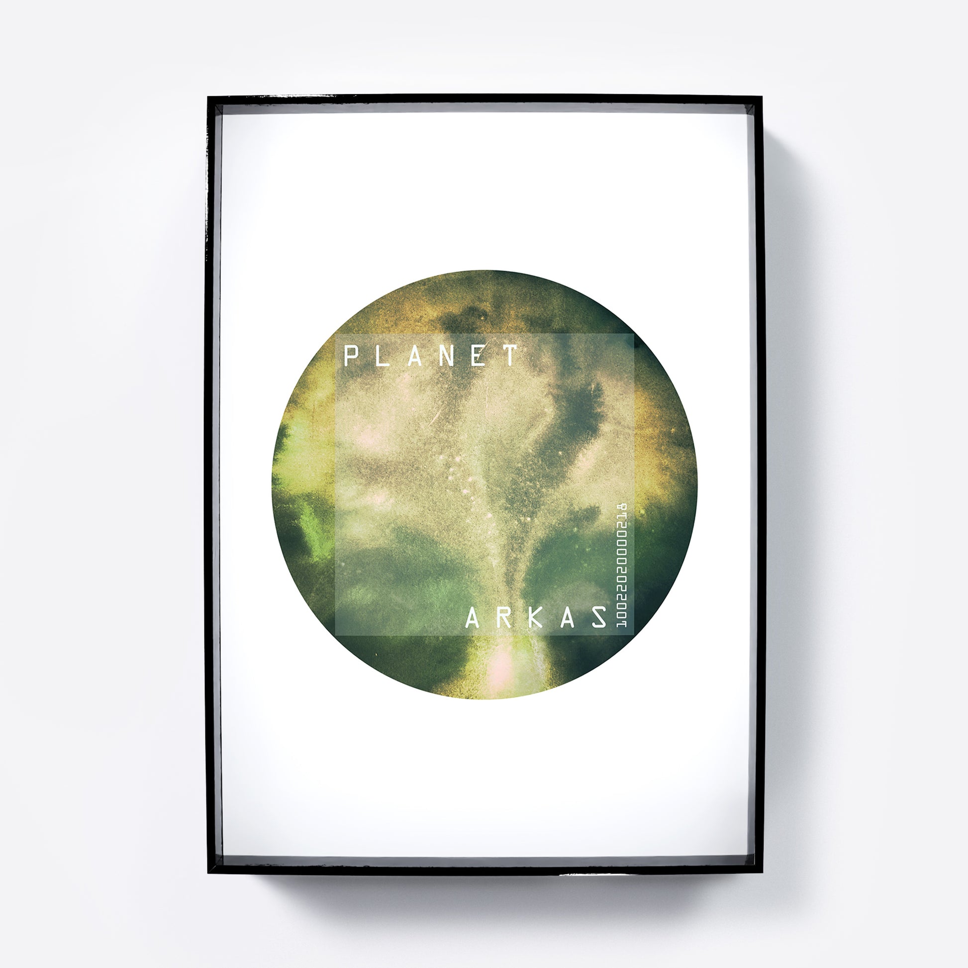 Green planet minimalist watercolor graphic art print.