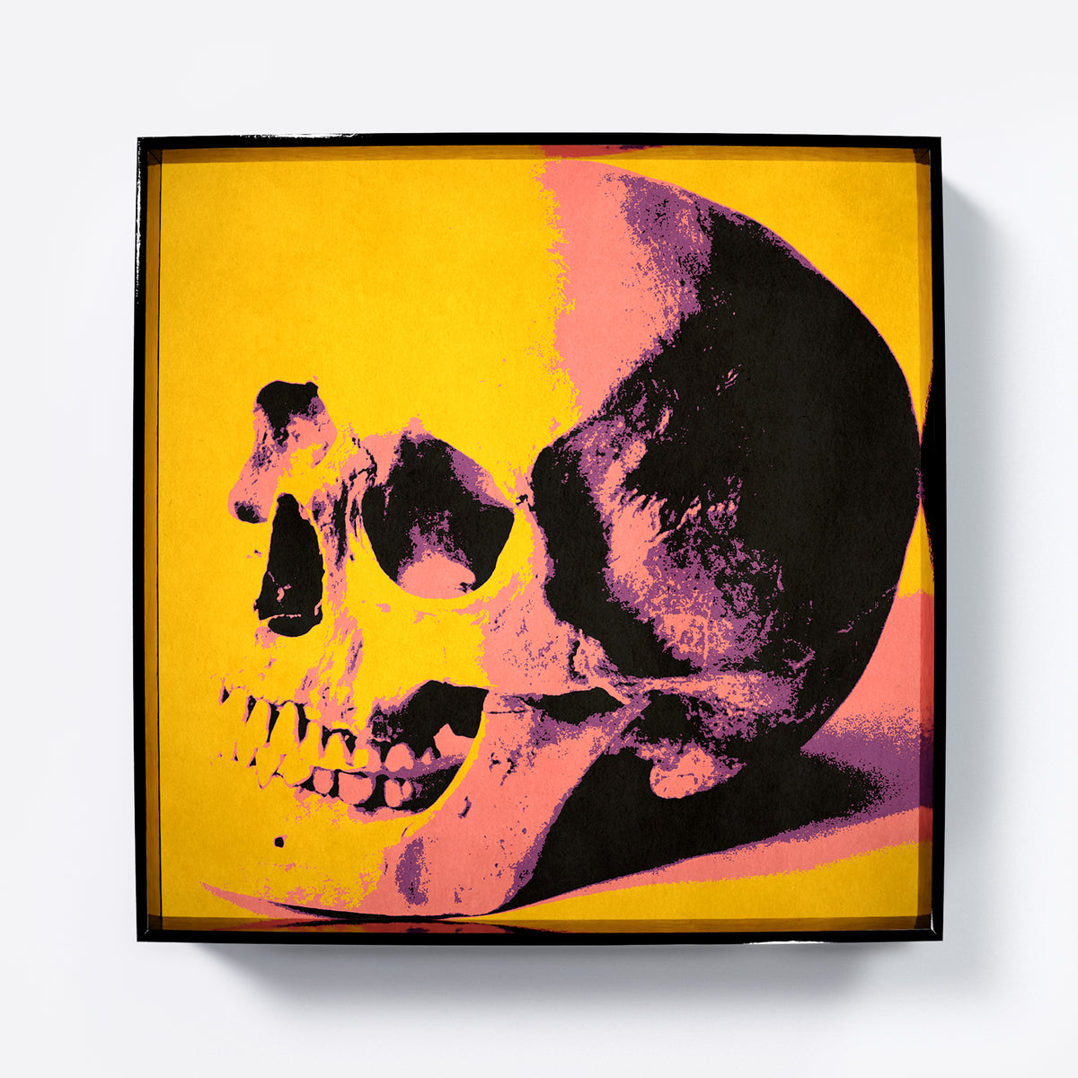 Intense yellow skull pop art art print.