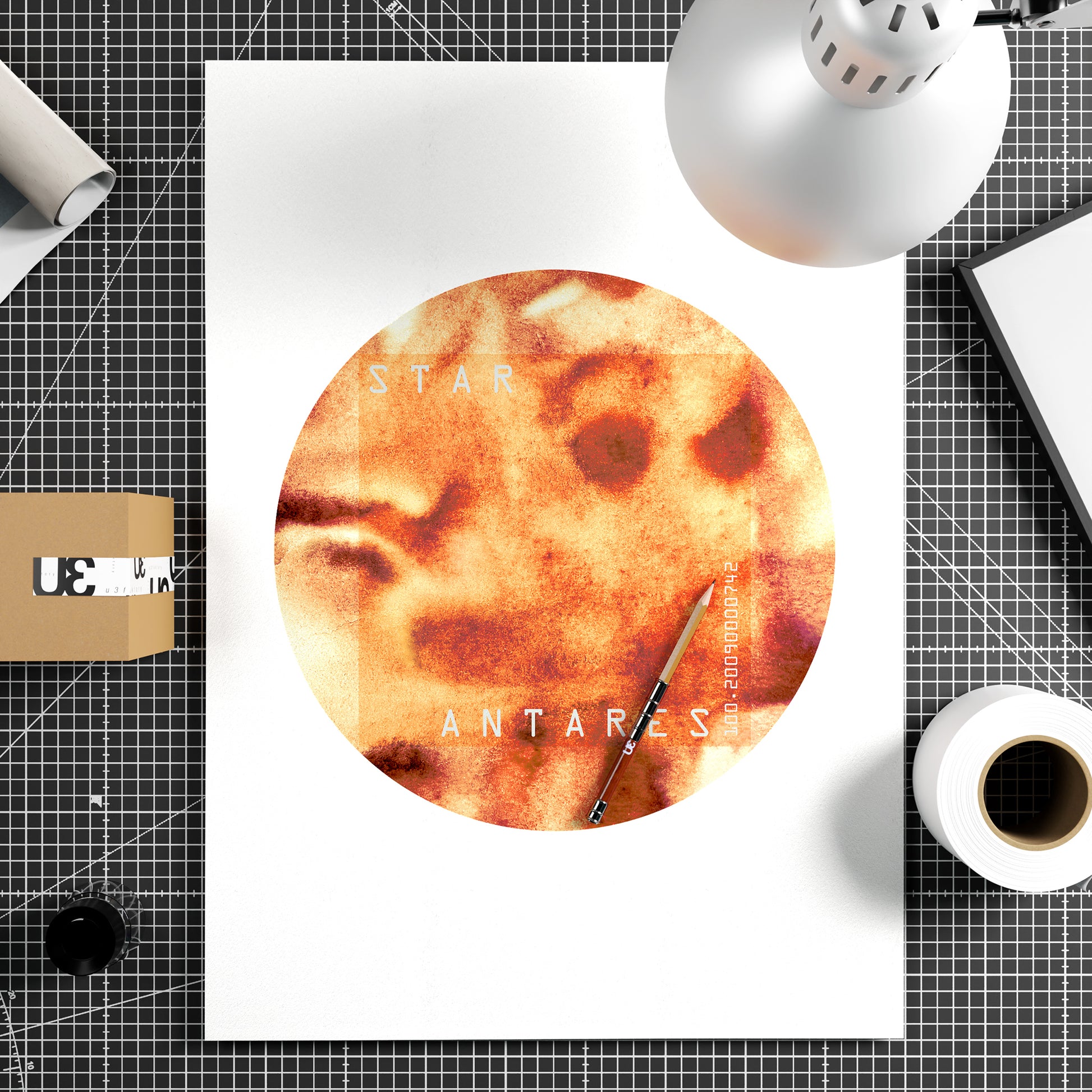 Star Antares minimalist graphic art print on paper.
