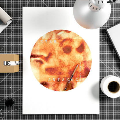 Star Antares minimalist graphic art print on paper.