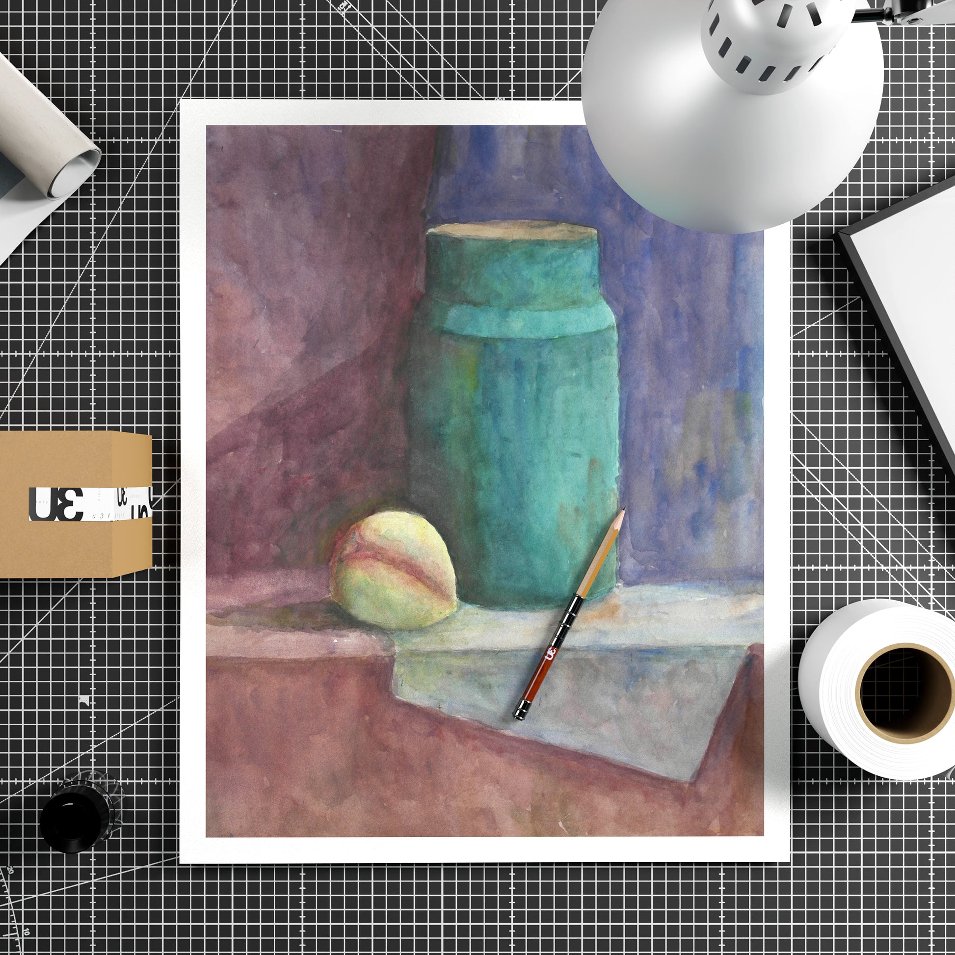 Watercolor still life study art print on paper.