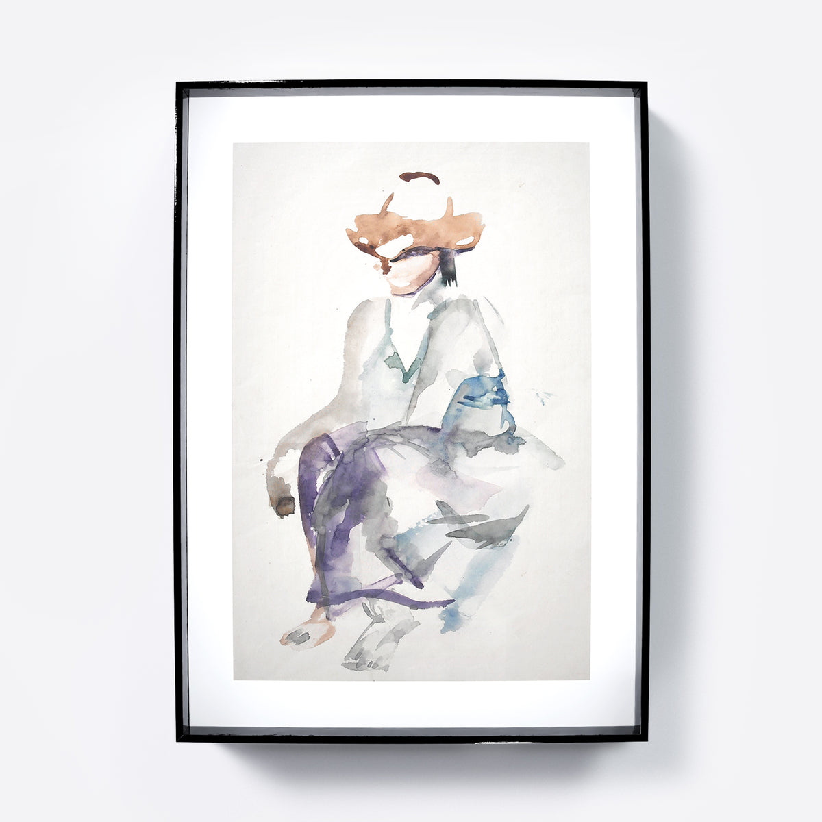 Naive watercolor figure study art print.
