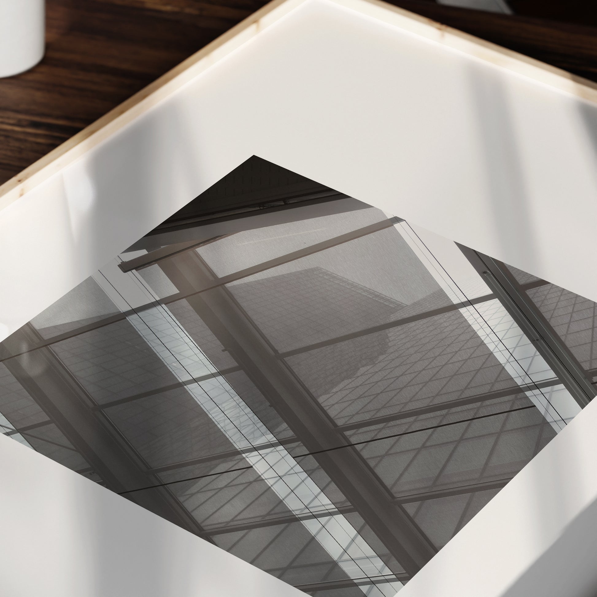 Detail of a monochrome modern architectural photography art print.