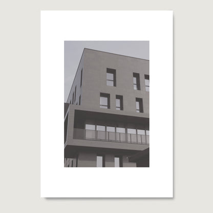 Contemporary architecture, monochrome urban photography art print on paper.