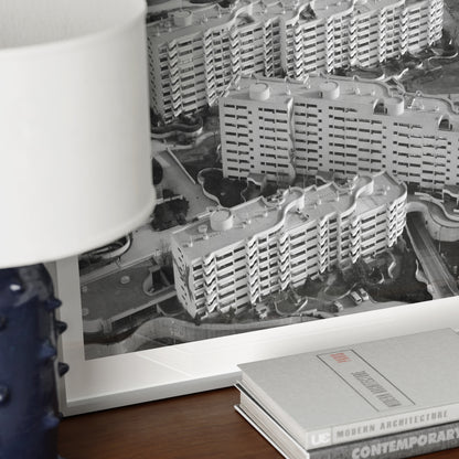 Detail of a black and white urban photography art print.