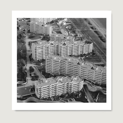 Black and white urban photography art print  on paper.
