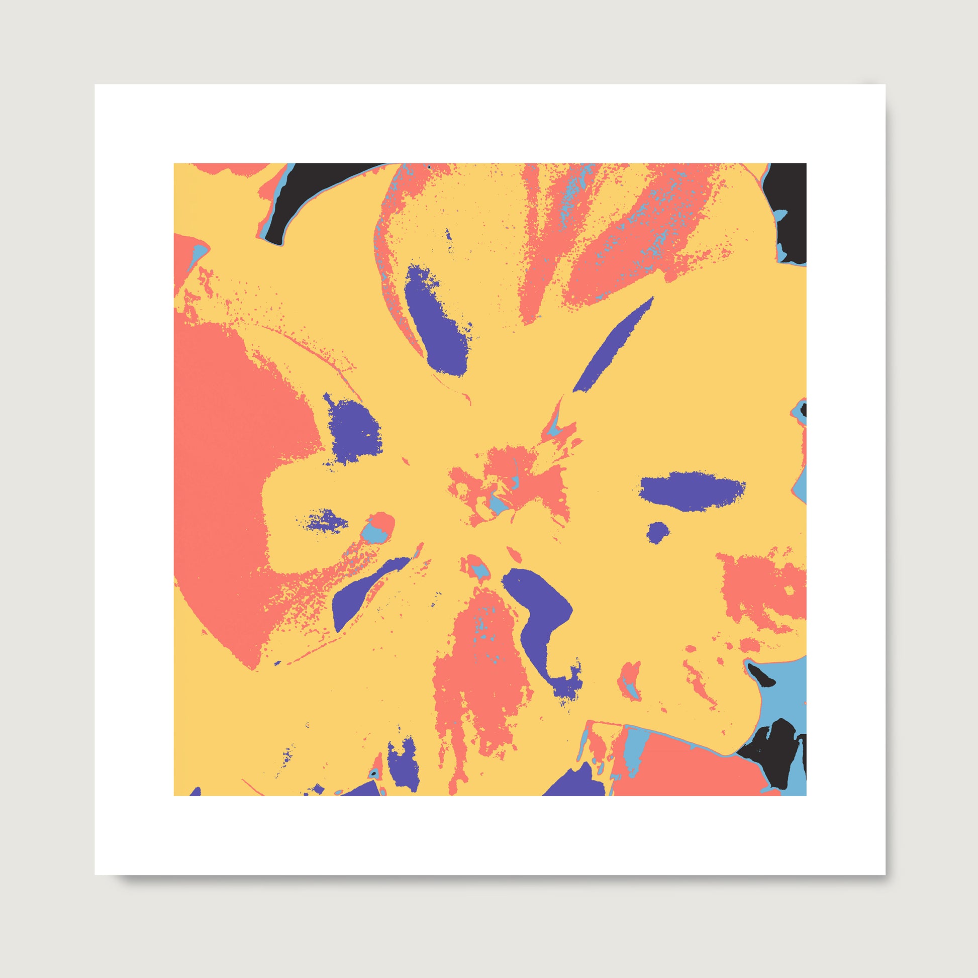 High quality colorful pop art print with a yellow flower.