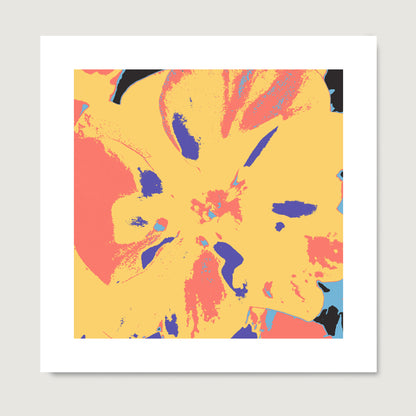 High quality colorful pop art print with a yellow flower.